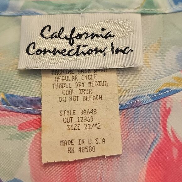CALIFORNIA CONNECTION Vtg Satin Floral Cottagecore Blouse Sz‎ 24 Whimsical Fairy - Picture 4 of 5